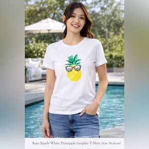 Kate Spade Pineapple Tee Medium 100% Cotton